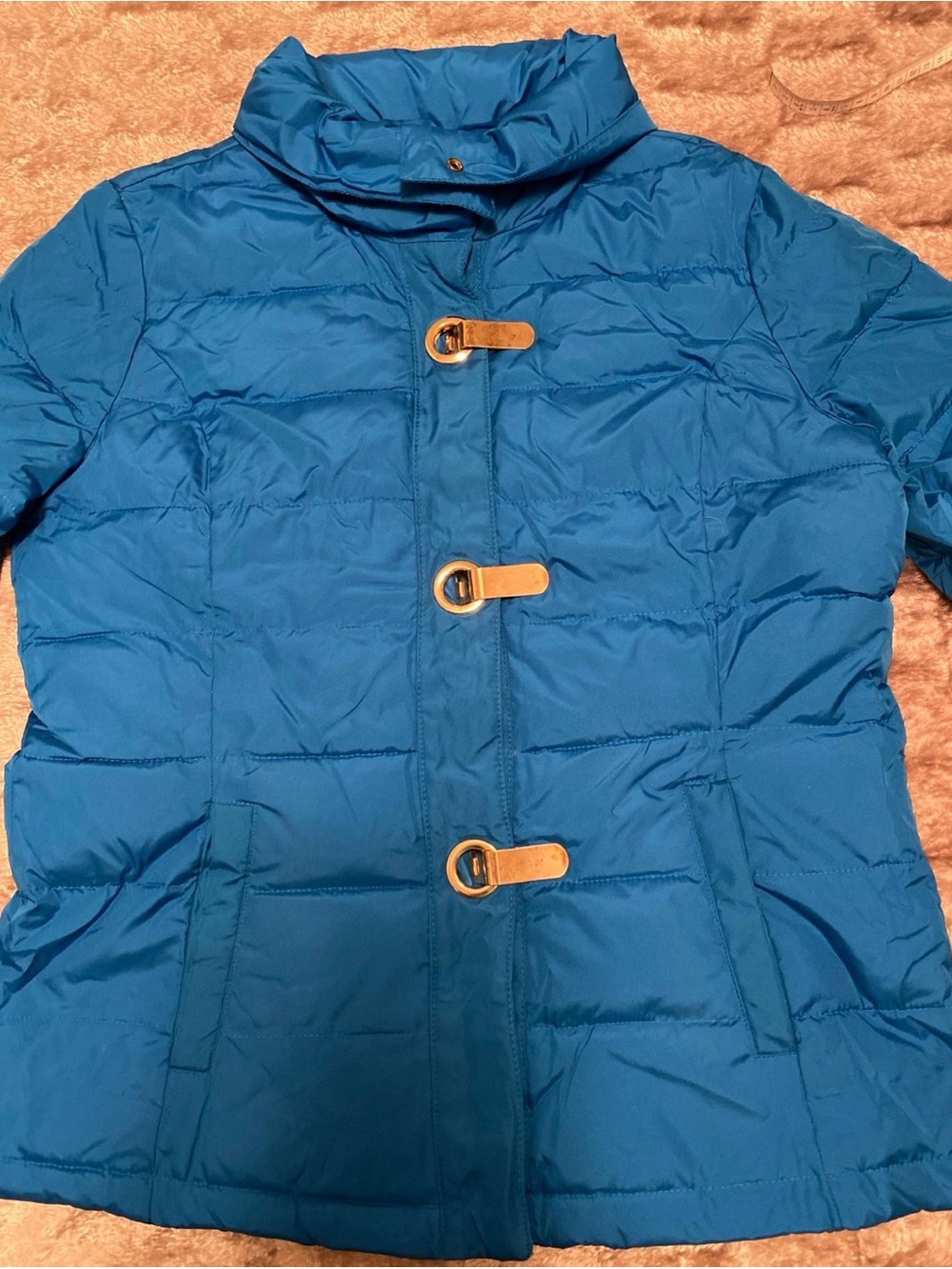 Charter Club Teal Blue Quilted Puffer with Toggle Details